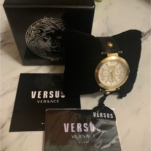 Versus Versace Black Leather Band Watch ⌚️